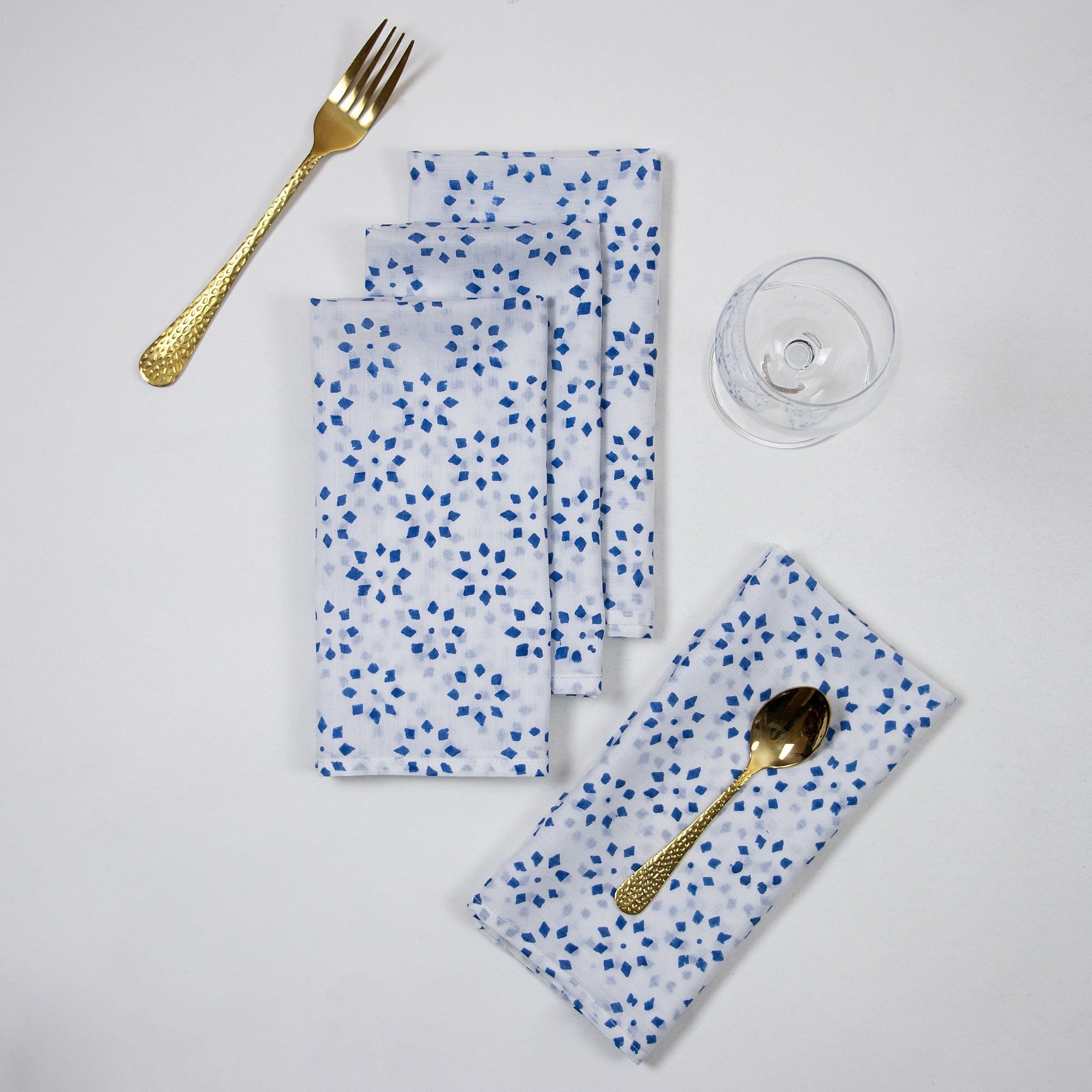 Best Napkins Hand Block Blue Flower Print